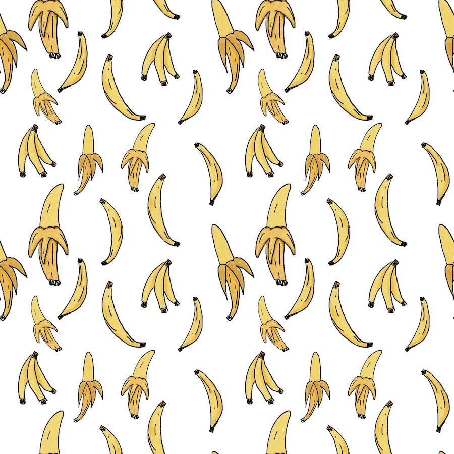 A pattern of hand-drawn bananas