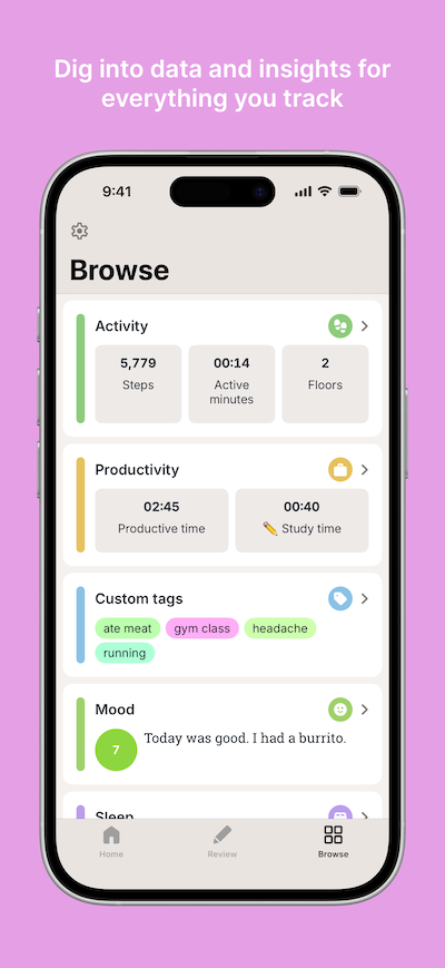 Exist for iOS screenshot of Browse tab