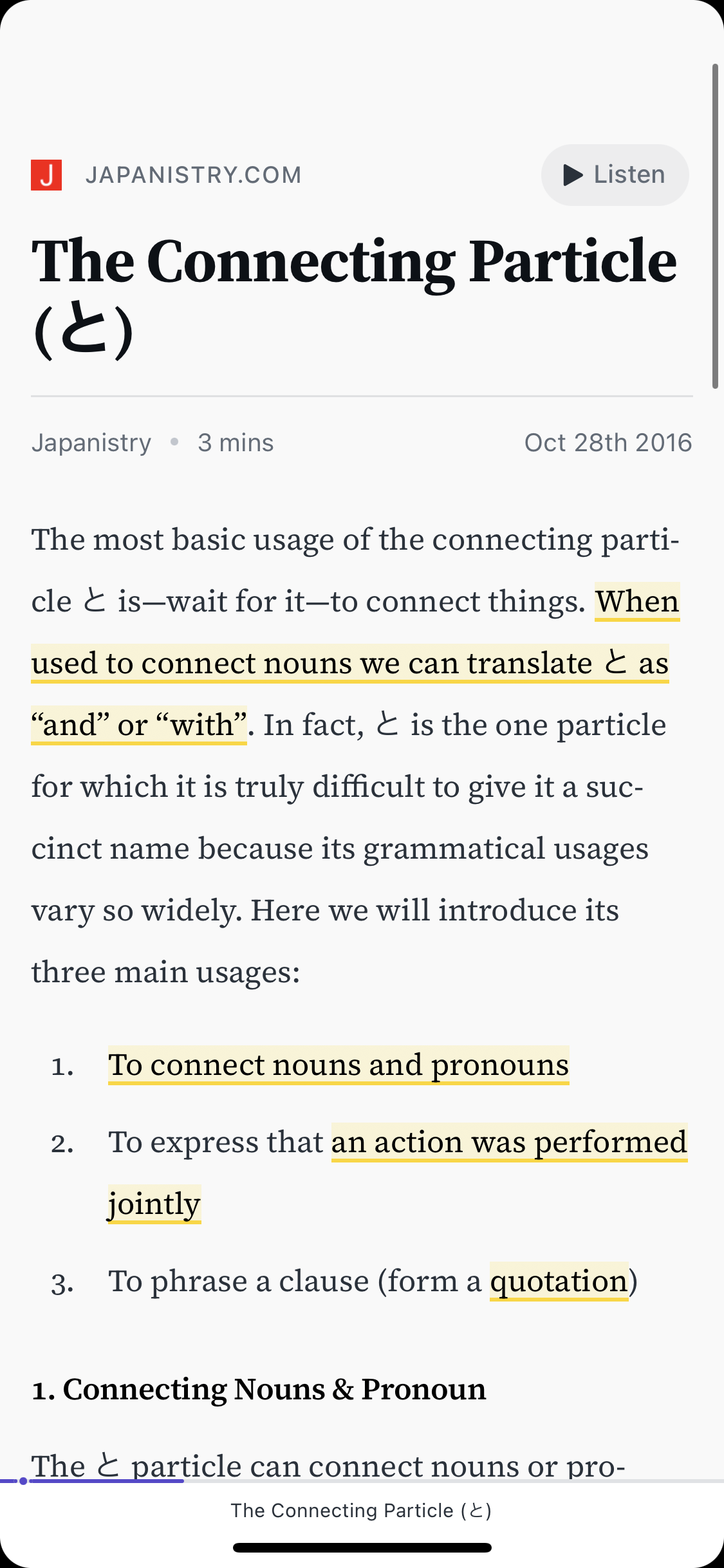 Reader by Readwise left out all the Japanese example sentences when parsing.