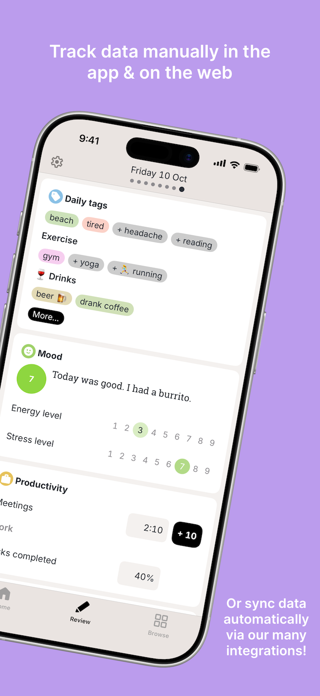 Exist for iOS Review tab screenshot